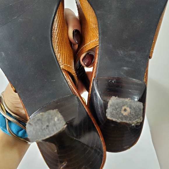 Vintage 90s/Y2K Square Toe Mules Heeled Buckel Straps Slip 7.5 - Picture 14 of 16